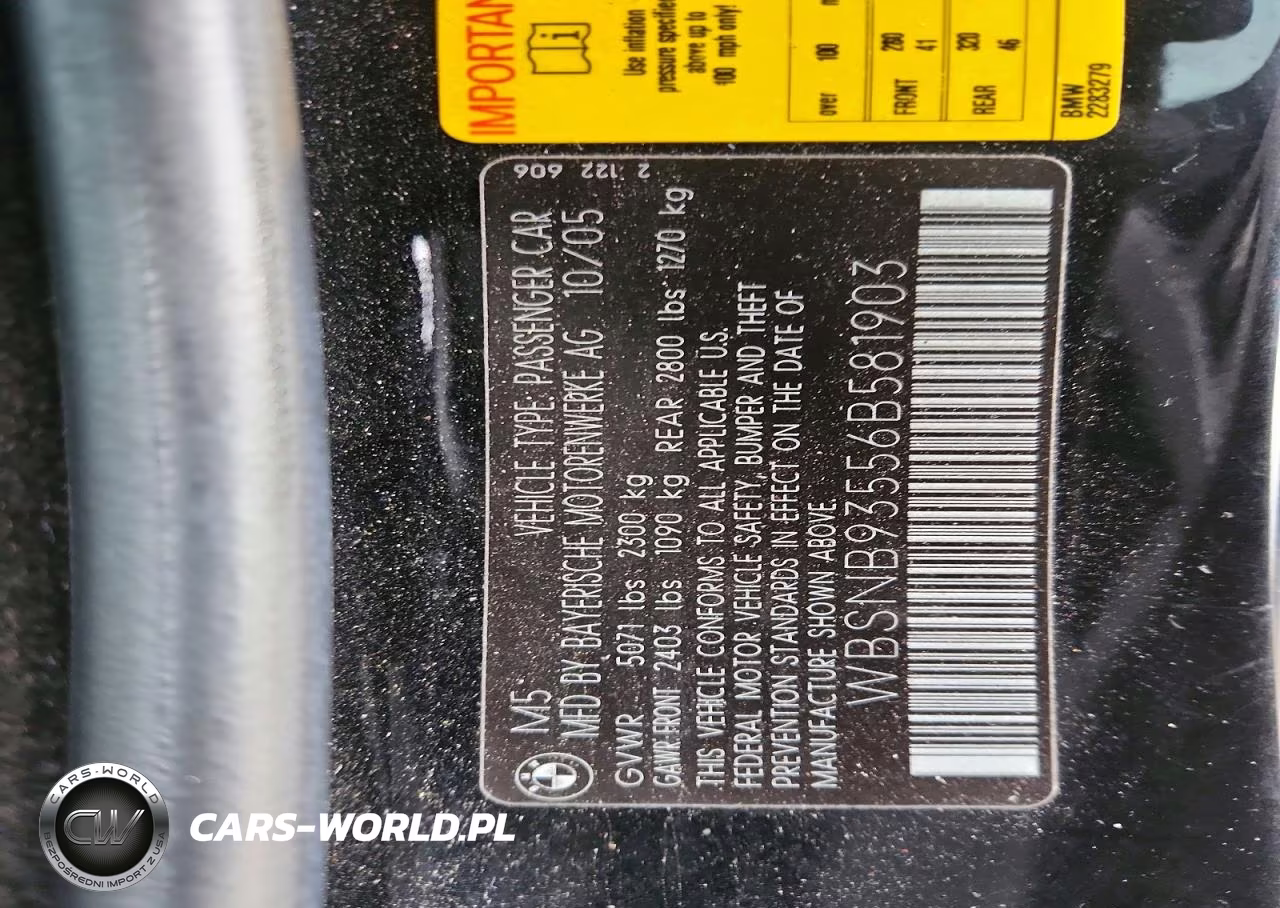 2006 BMW M5 VIN:WBSNB93556B581903 - 12