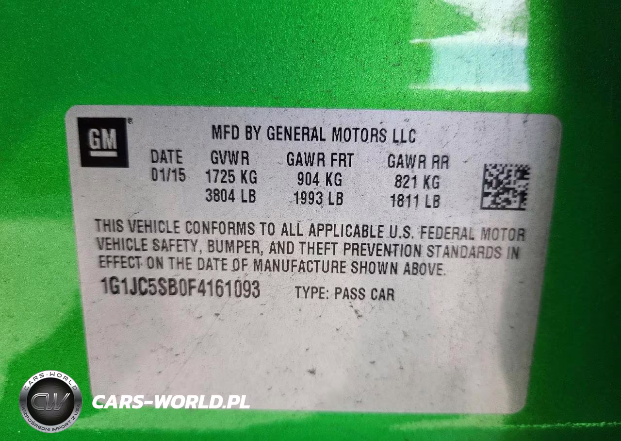 2015 Chevrolet Sonic Lt VIN:1G1JC5SB0F4161093 - 12