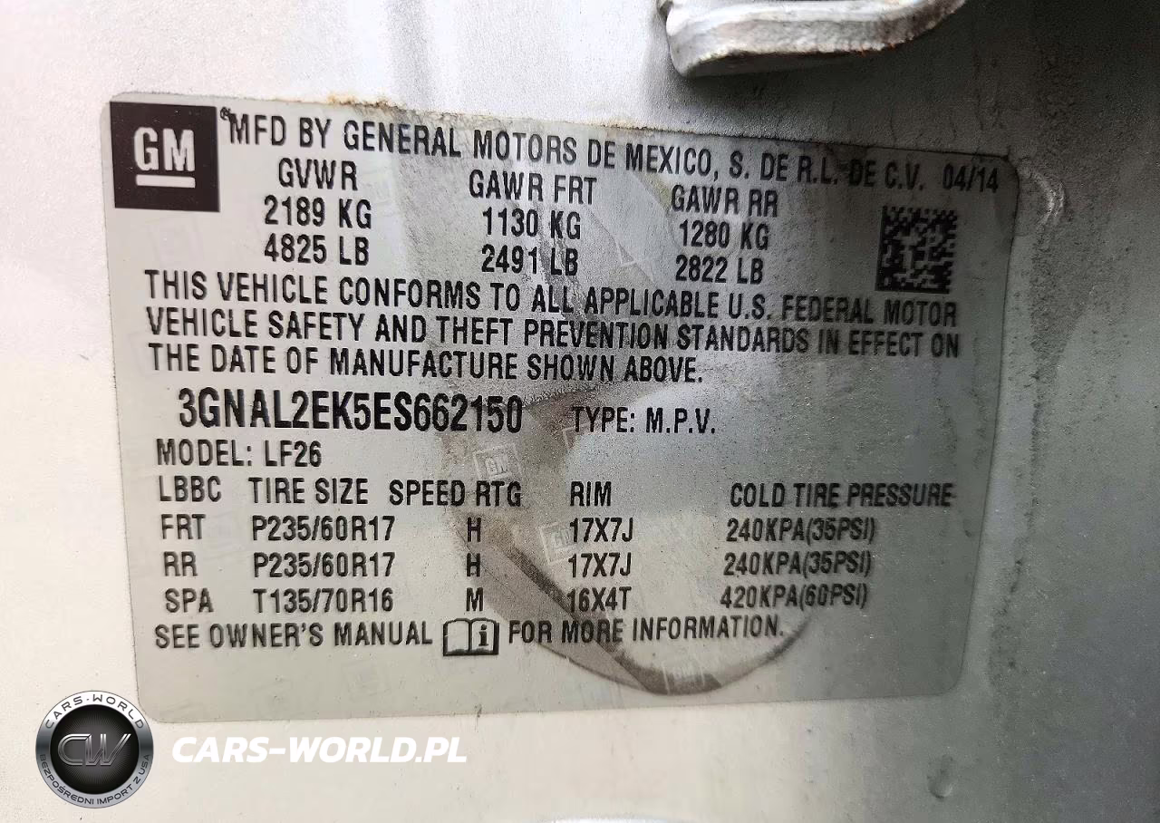 2014 Chevrolet Captiva Ls VIN:3GNAL2EK5ES662150 - 13