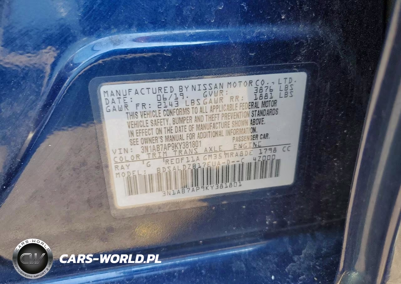 2019 Nissan Sentra S VIN:3N1AB7AP9KY381801 - 12