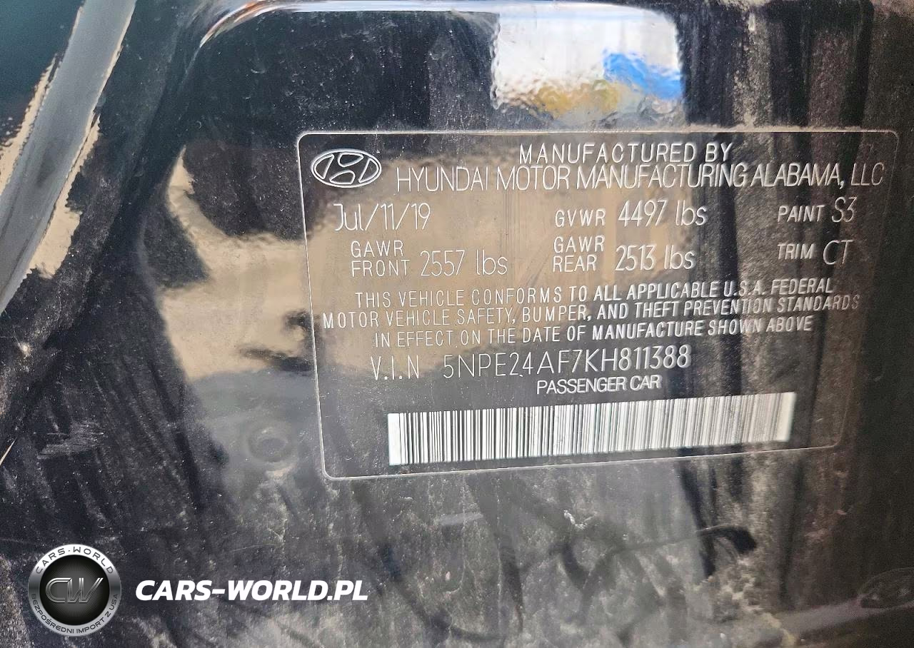 2019 Hyundai Sonata Se VIN:5NPE24AF7KH811388 - 13