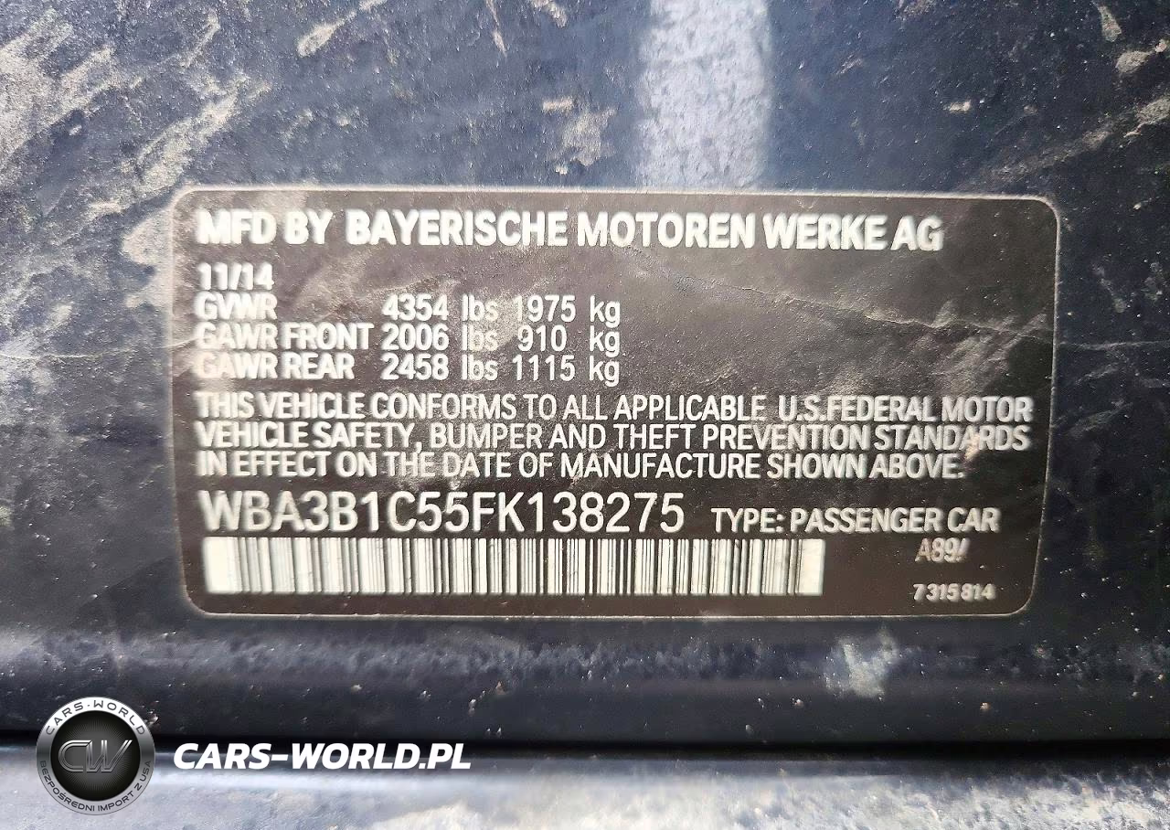 2015 BMW 320 I VIN:WBA3B1C55FK138275 - 12
