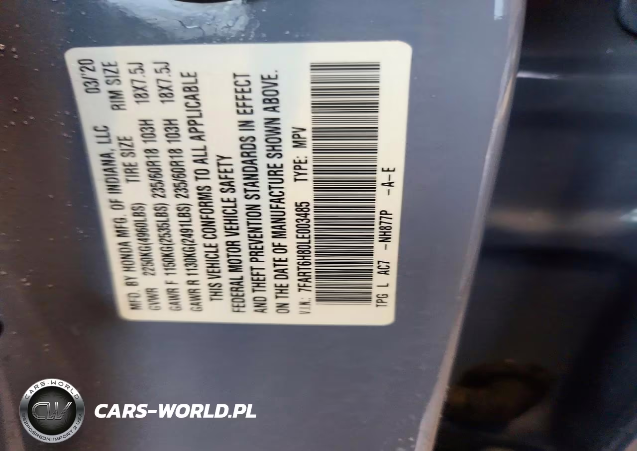 2020 Honda Cr-V Exl VIN:7FART6H80LE003485 - 13