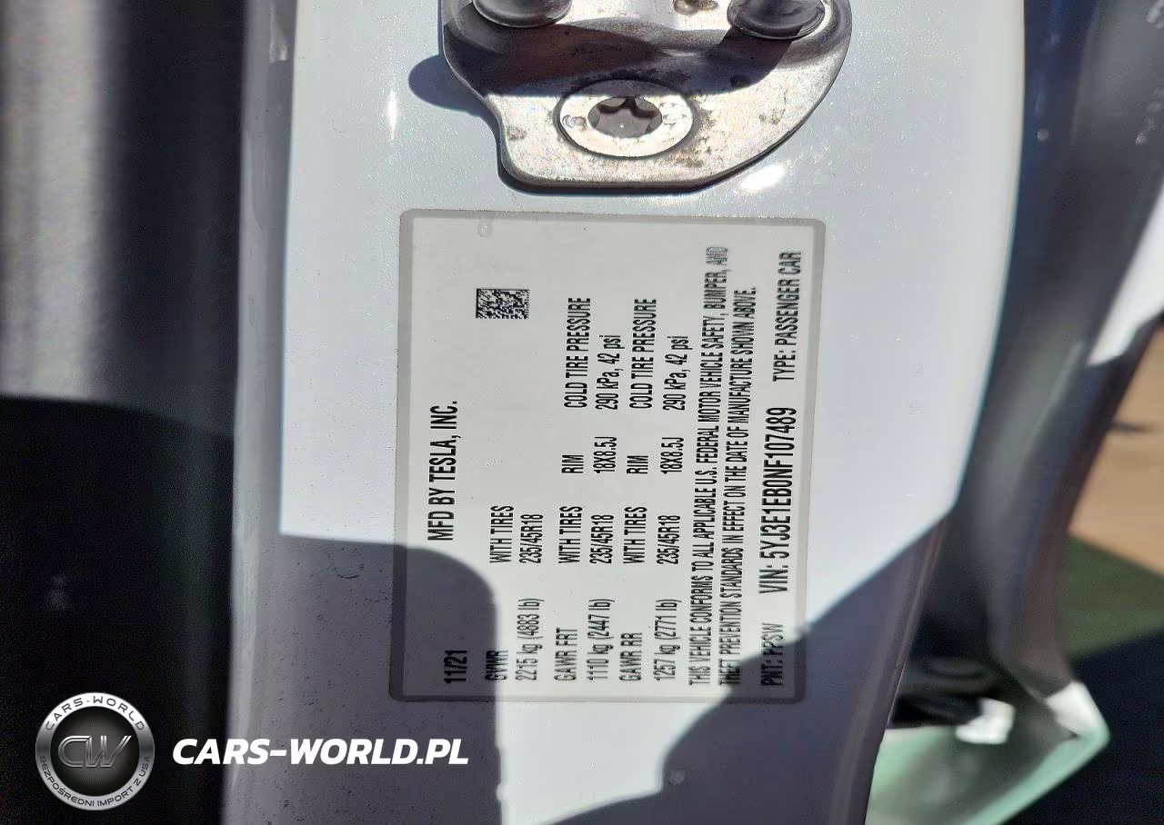 2022 Tesla Model 3 VIN:5YJ3E1EB0NF107489 - 13
