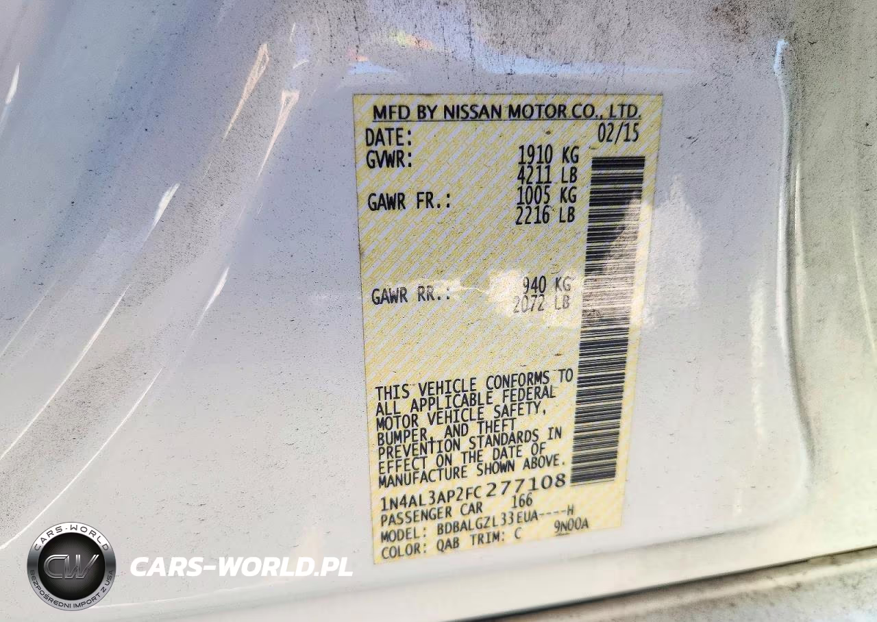 2015 Nissan Altima 2.5 S VIN:1N4AL3AP2FC277108 - 12