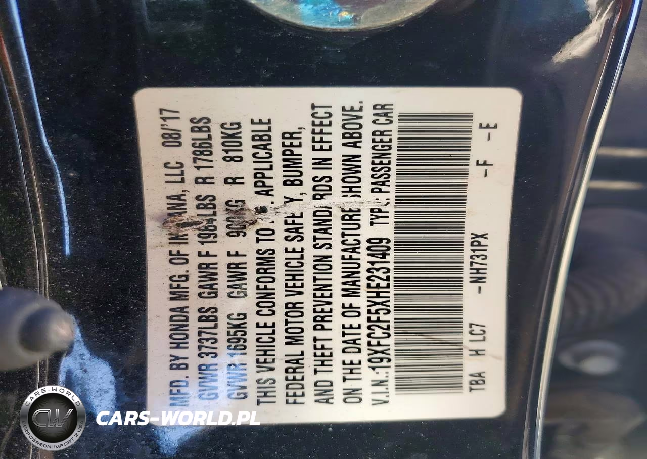 2017 Honda Civic Lx VIN:19XFC2F5XHE231409 - 13