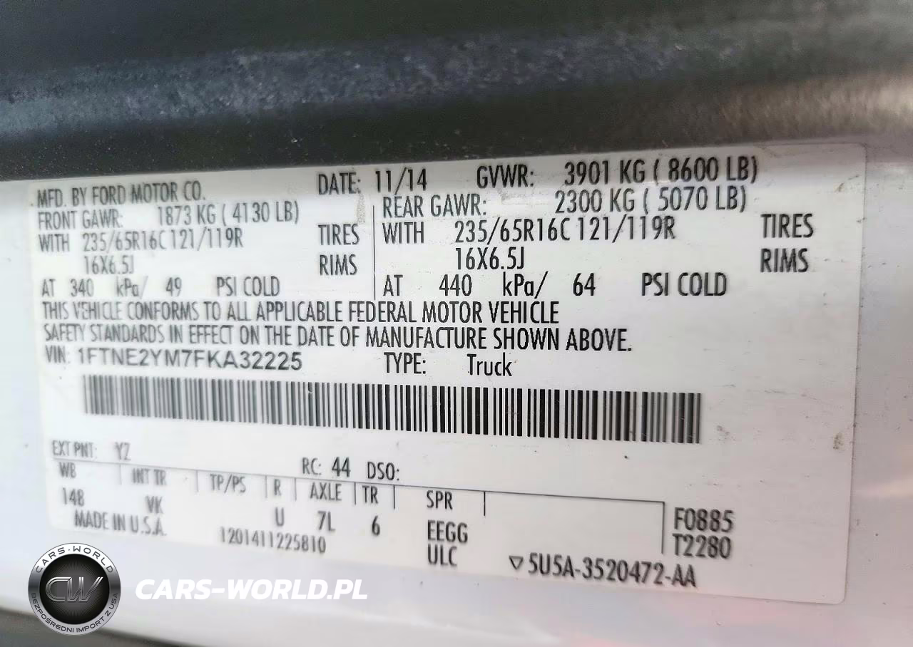 2015 Ford Transit T-150 VIN:1FTNE2YM7FKA32225 - 13