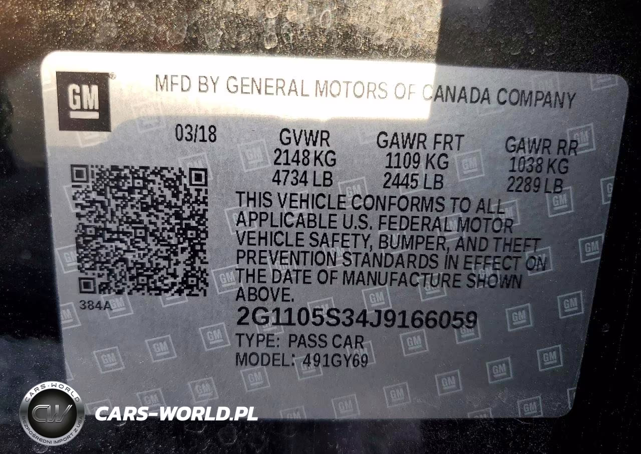 2018 Chevrolet Impala Lt VIN:2G1105S34J9166059 - 12