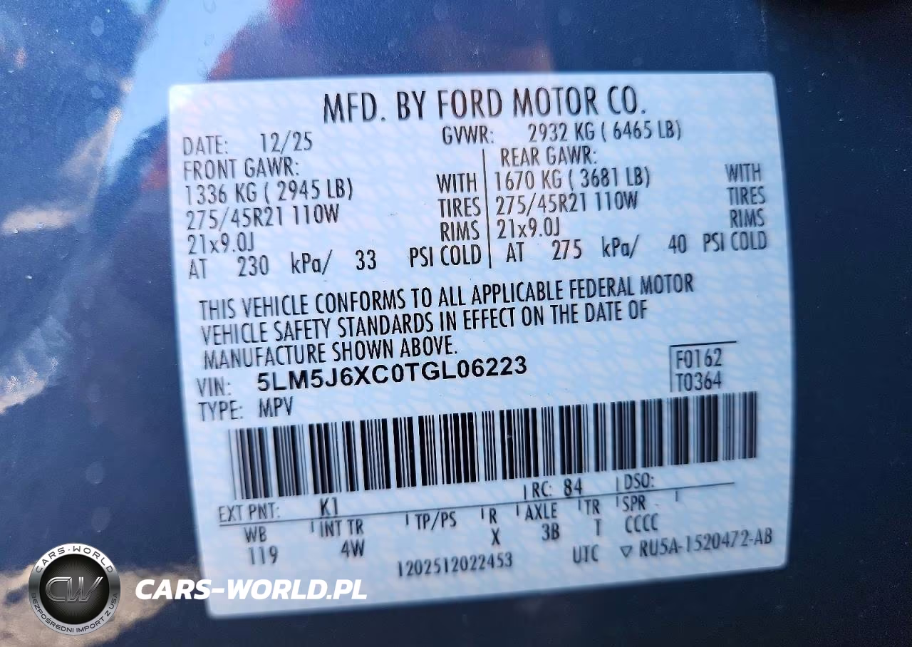 2026 Lincoln Aviator VIN:5LM5J6XC0TGL06223 - 13