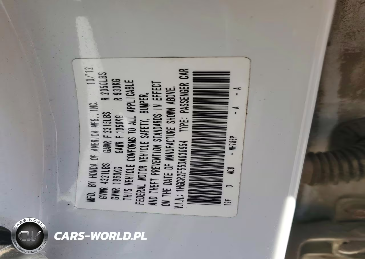 2013 Honda Accord Sport VIN:1HGCR2F55DA030954 - 13