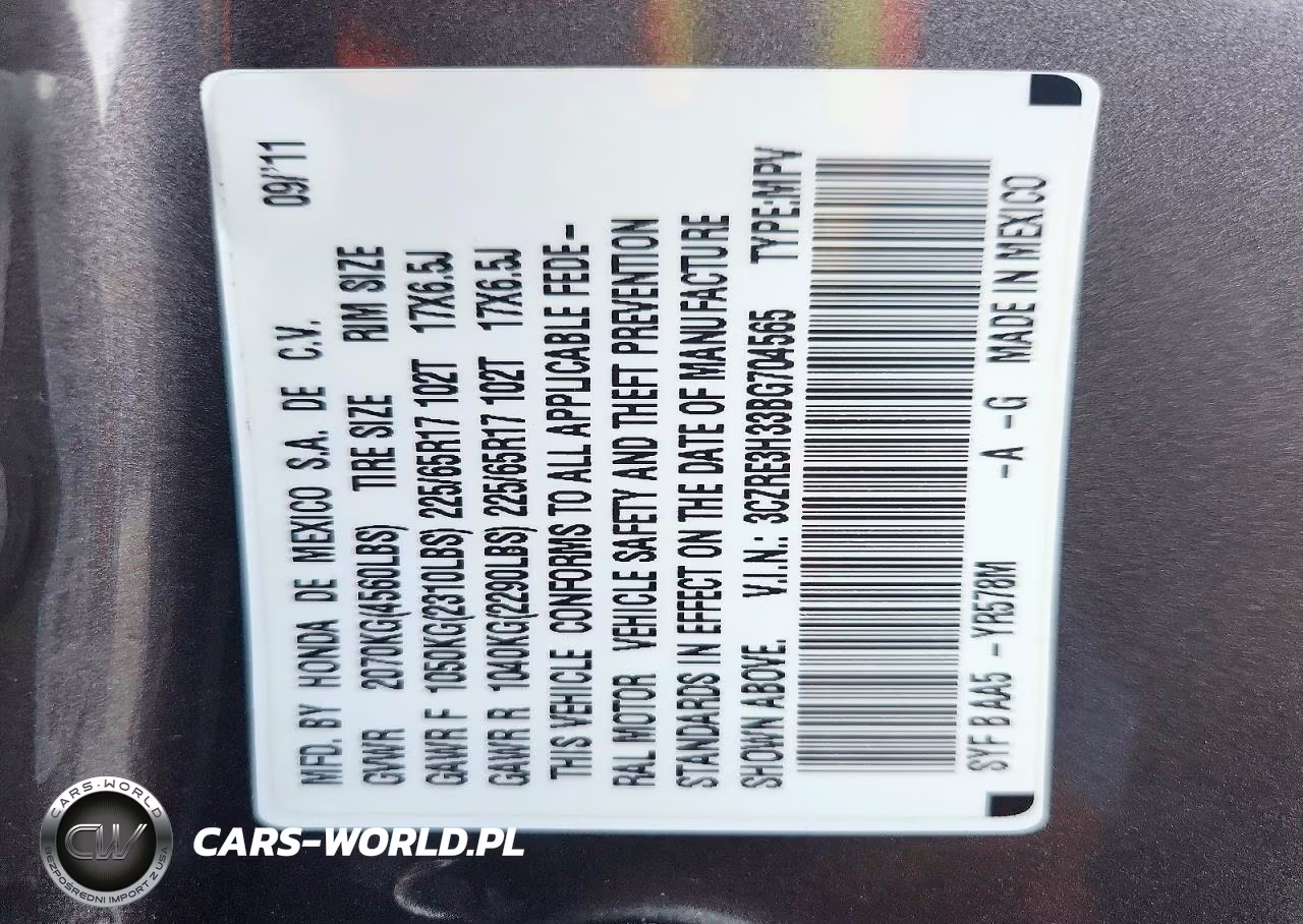 2011 Honda Cr-V Lx VIN:3CZRE3H33BG704565 - 13