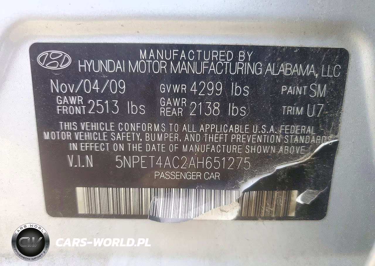 2010 Hyundai Sonata Gls VIN:5NPET4AC2AH651275 - 13