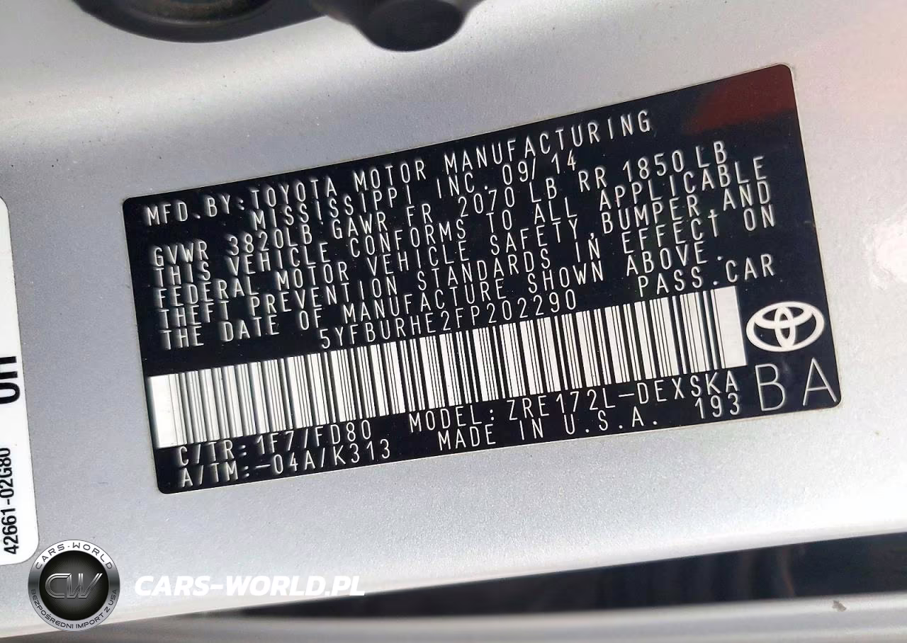 2015 Toyota Corolla S Plus VIN:5YFBURHE2FP202290 - 12