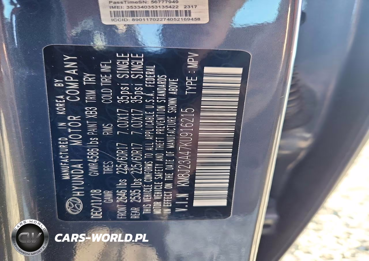 2019 Hyundai Tucson Se VIN:KM8J23A47KU916215 - 13