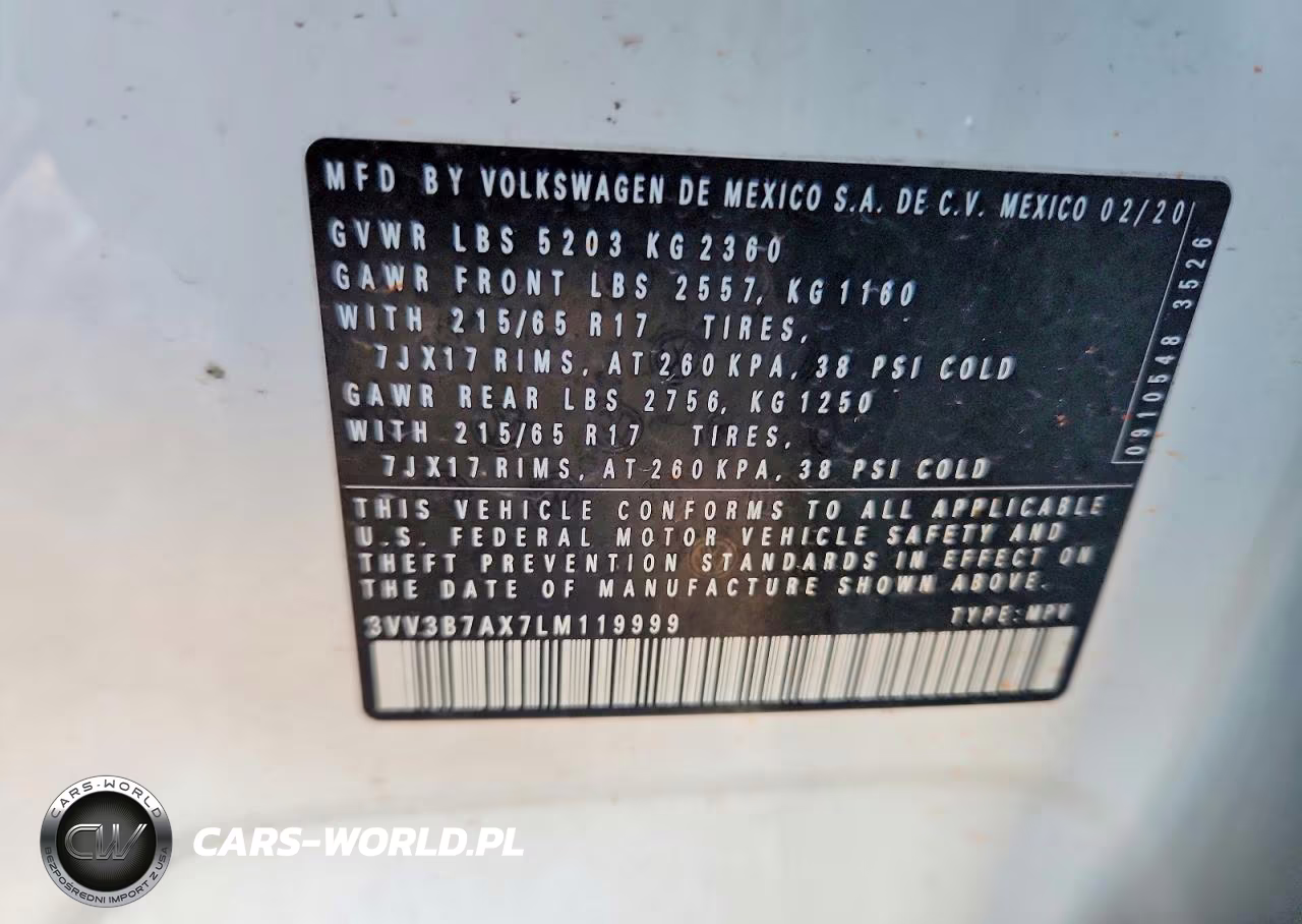 2020 Volkswagen Tiguan Se VIN:3VV3B7AX7LM119999 - 14