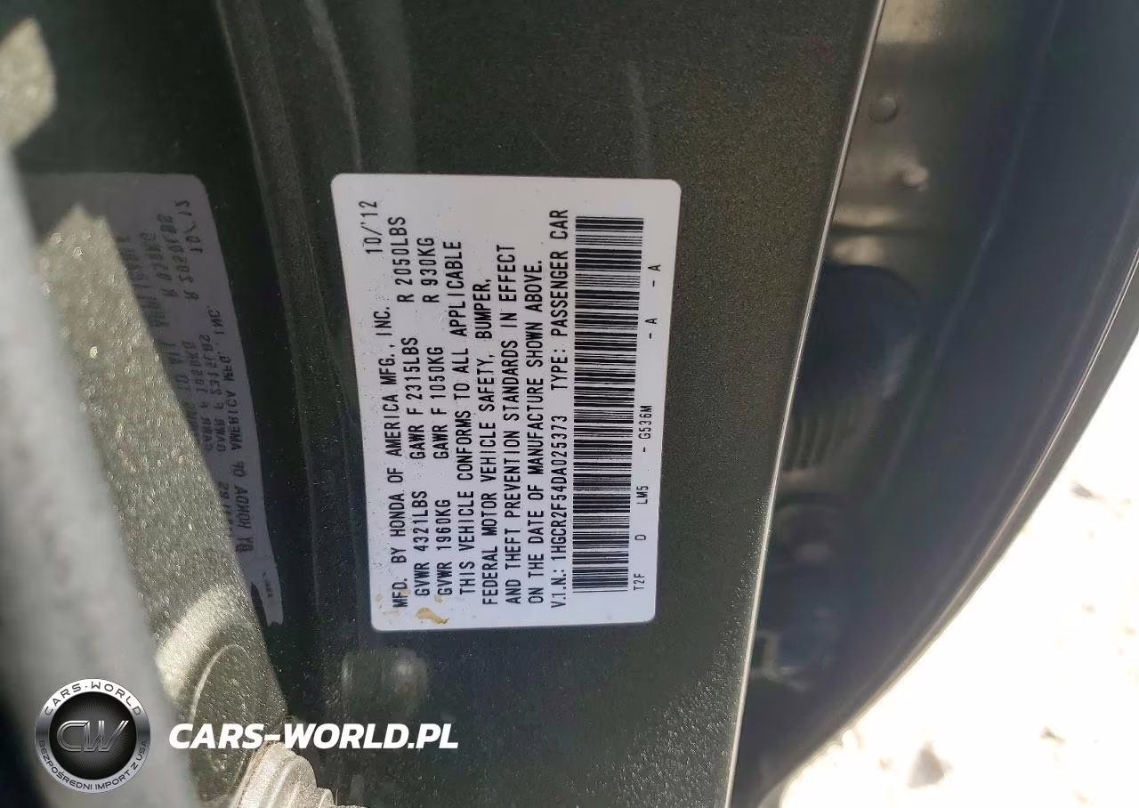 2013 Honda Accord Sport VIN:1HGCR2F54DA025373 - 12