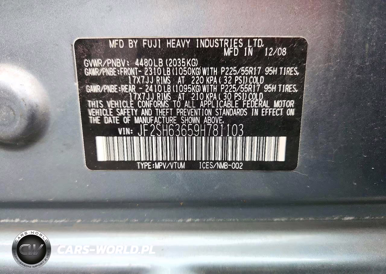 2009 Subaru Forester 2.5X Premium VIN:JF2SH63659H781103 - 12
