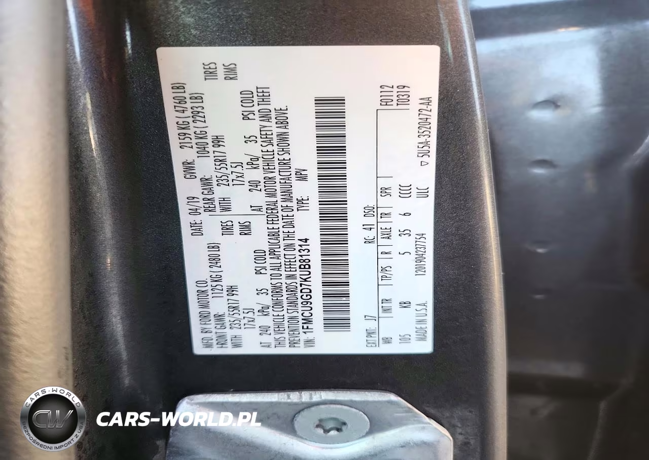 2019 Ford Escape Se VIN:1FMCU9GD7KUB81314 - 12