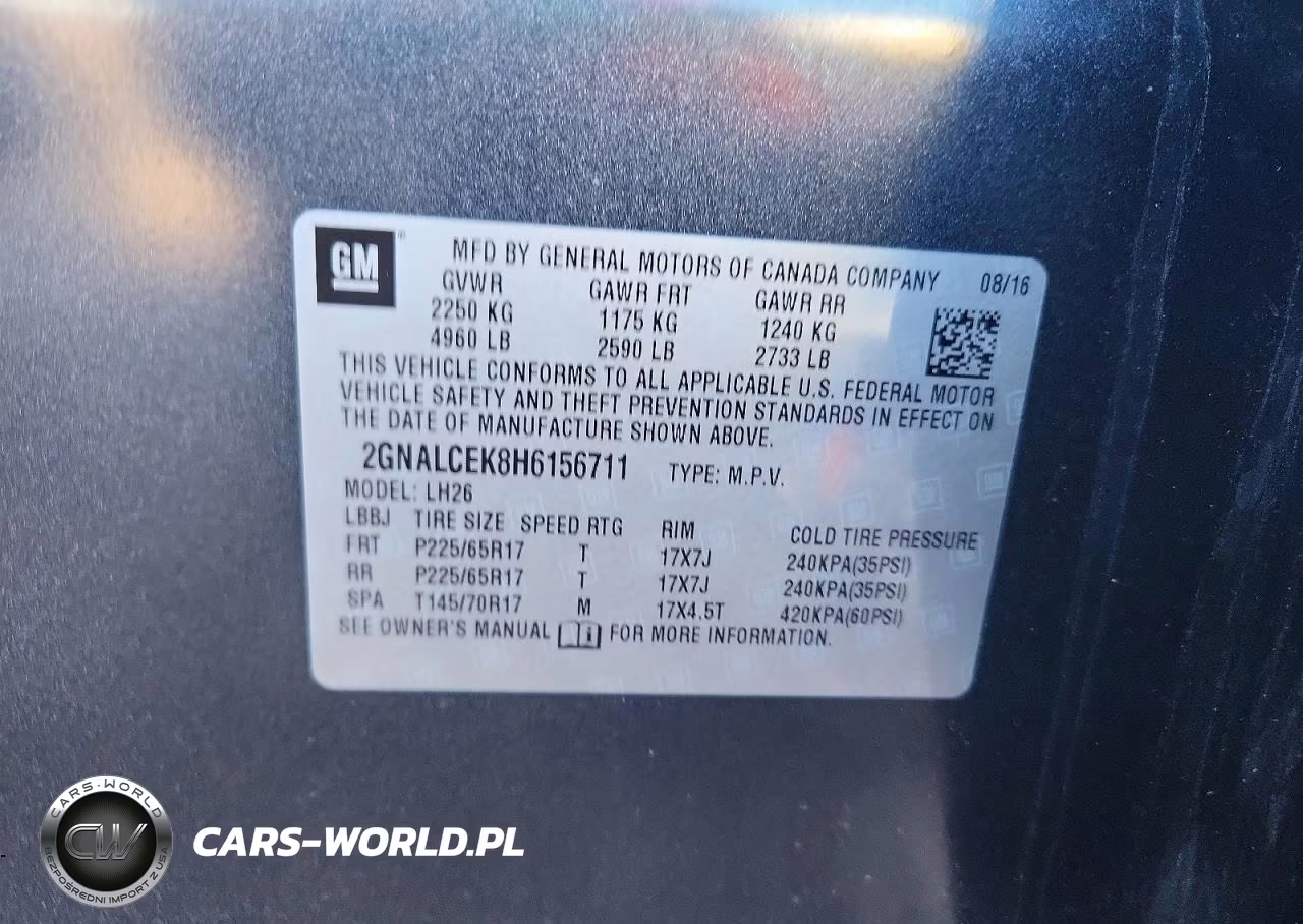CHEVROLET EQUINOX LT VIN:2GNALCEK8H6156711 - 13