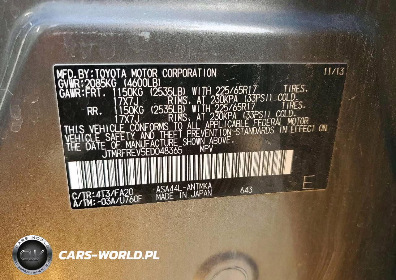 2014 Toyota Rav4 Xle VIN:JTMRFREV5ED048365 - 13