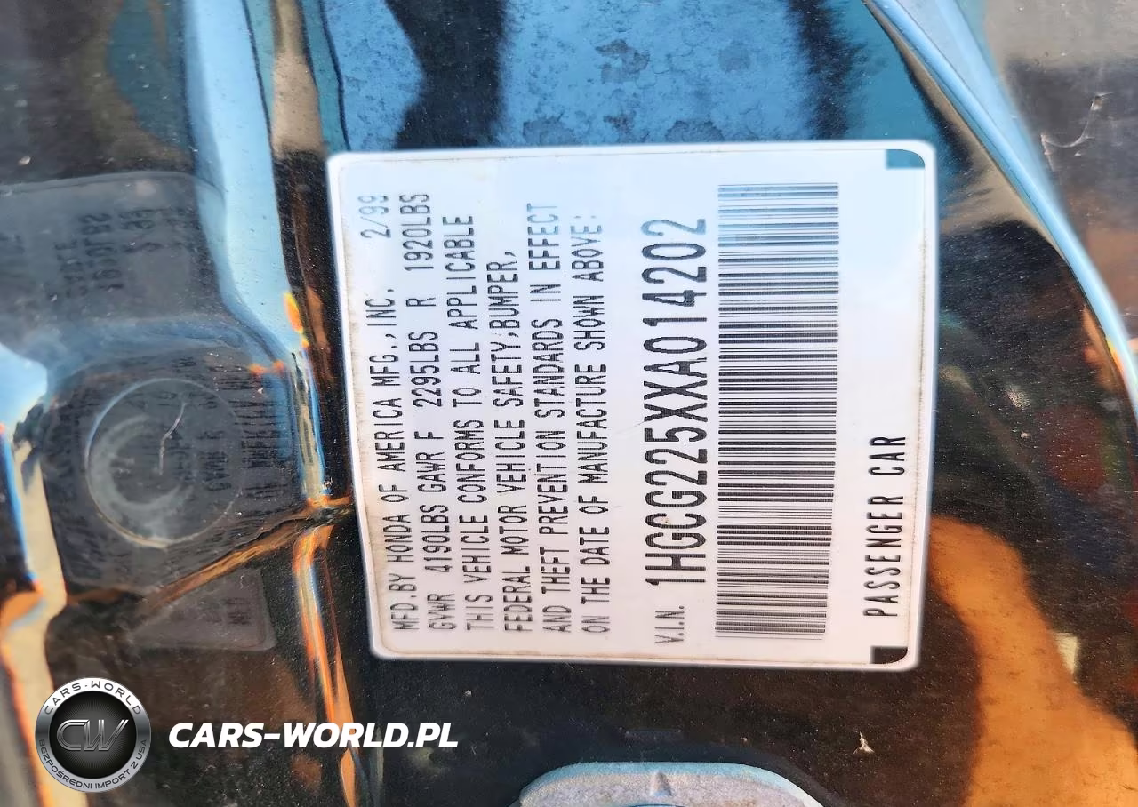 1999 Honda Accord Ex VIN:1HGCG225XXA014202 - 12