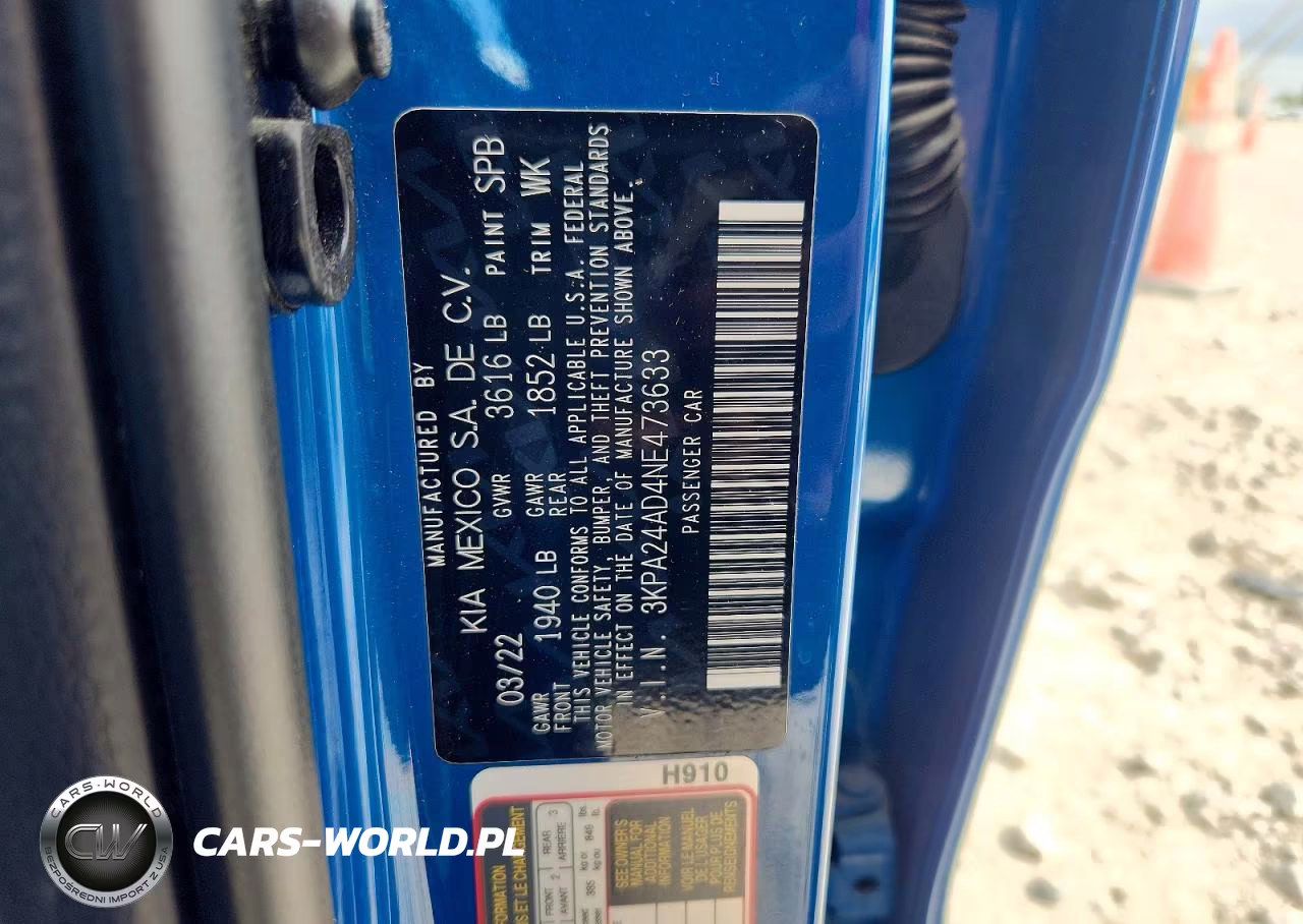 2022 Kia Rio S VIN:3KPA24AD4NE473633 - 12