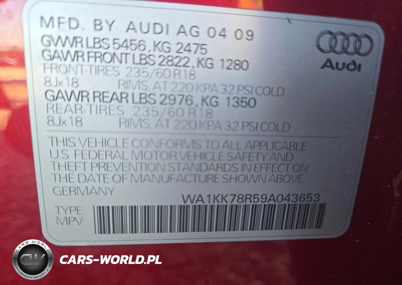 2009 Audi Q5 3.2 VIN:WA1KK78R59A043653 - 13