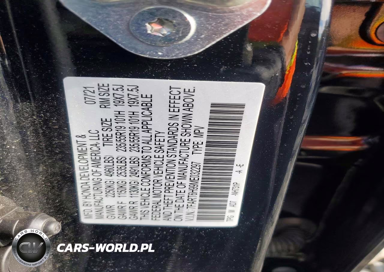 2021 Honda Cr-V Touring VIN:7FART6H99ME032297 - 12