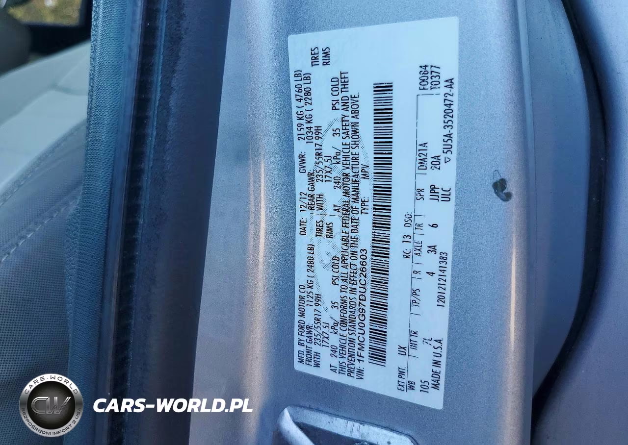 2013 Ford Escape Se VIN:1FMCU0G97DUC26603 - 13