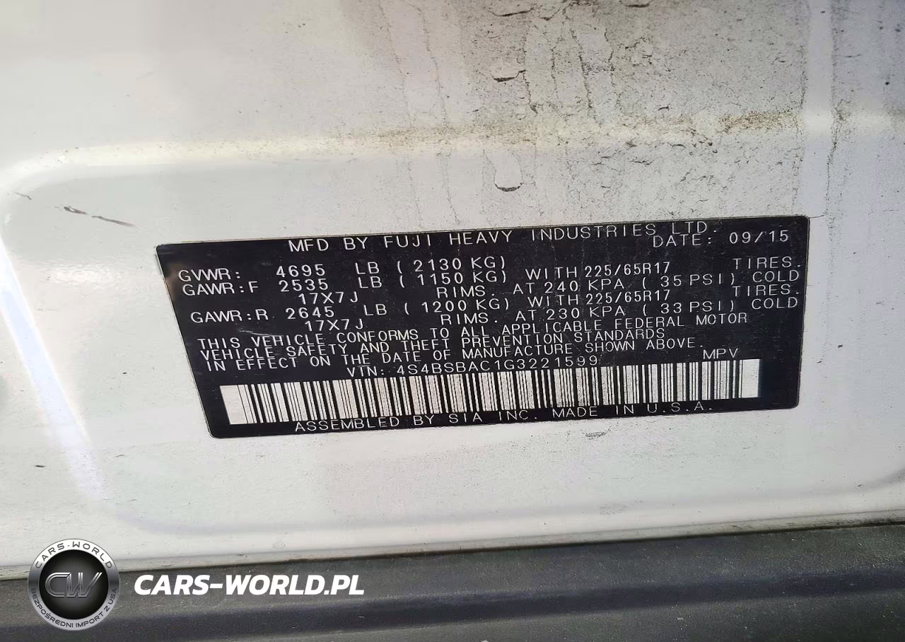 2016 Subaru Outback 2.5I VIN:4S4BSBAC1G3221599 - 14