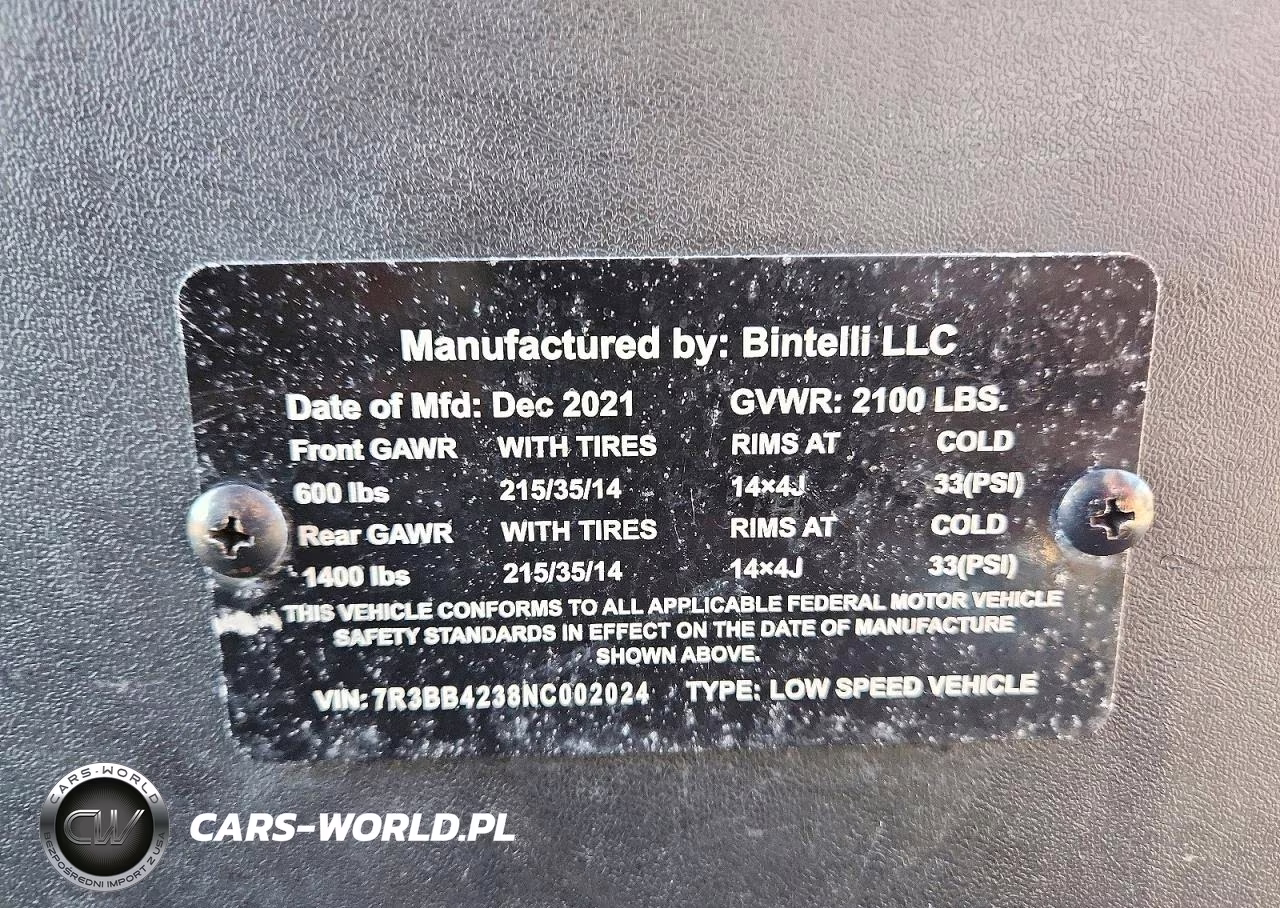 2022 Bintelli Golf Cart VIN:7R3BB4238NC002024 - 10