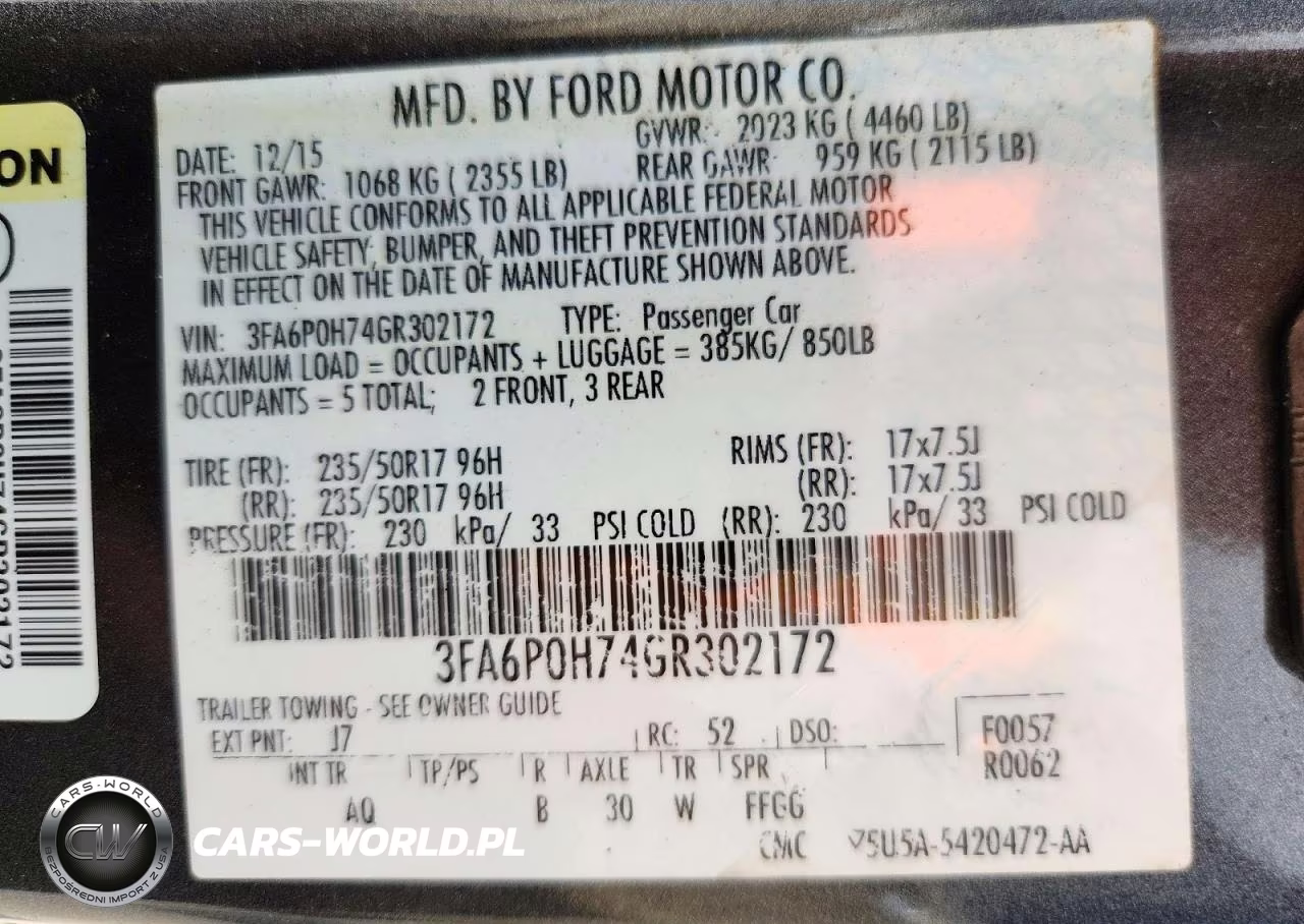 2016 Ford Fusion Se VIN:3FA6P0H74GR302172 - 12