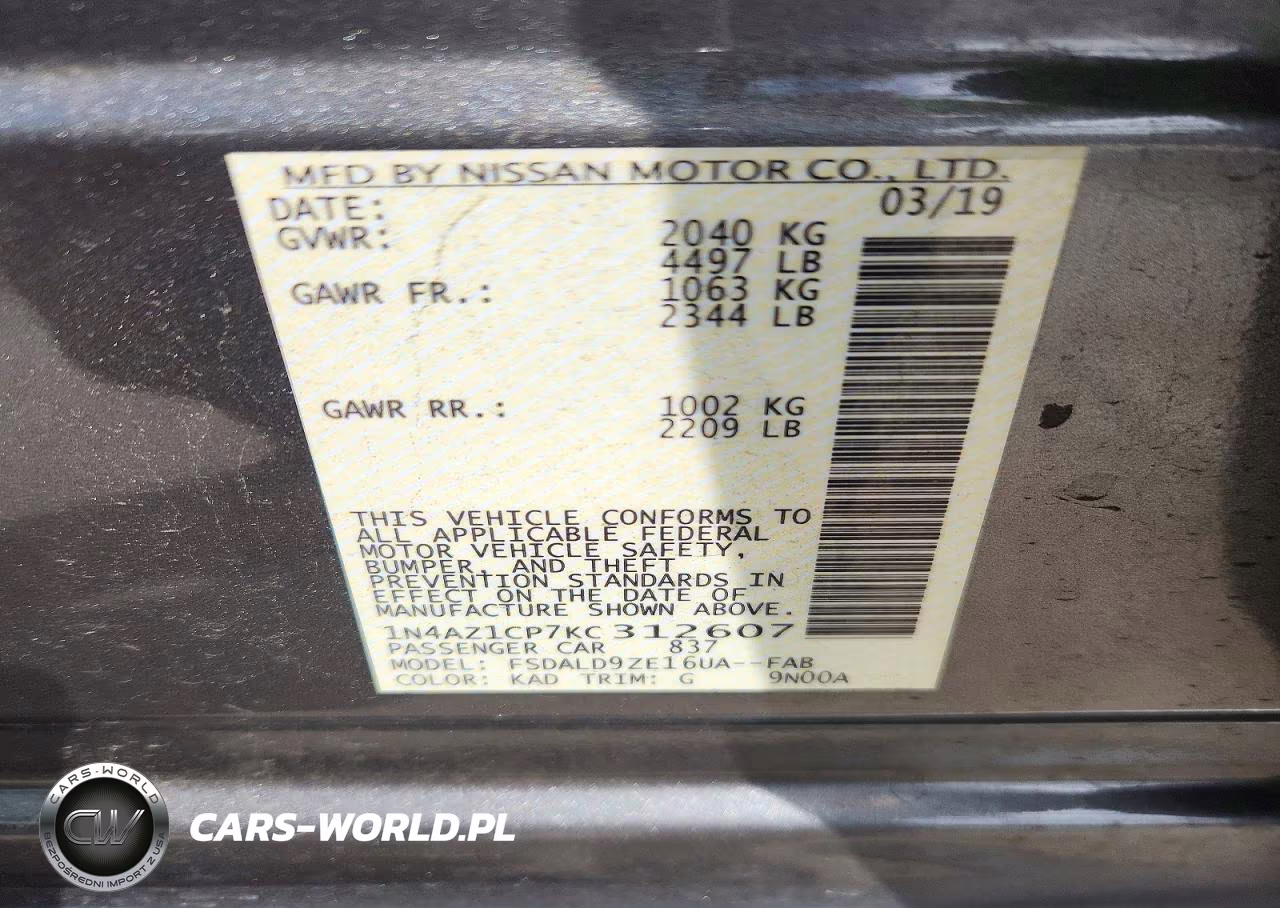 2019 Nissan Leaf Sv VIN:1N4AZ1CP7KC312607 - 12