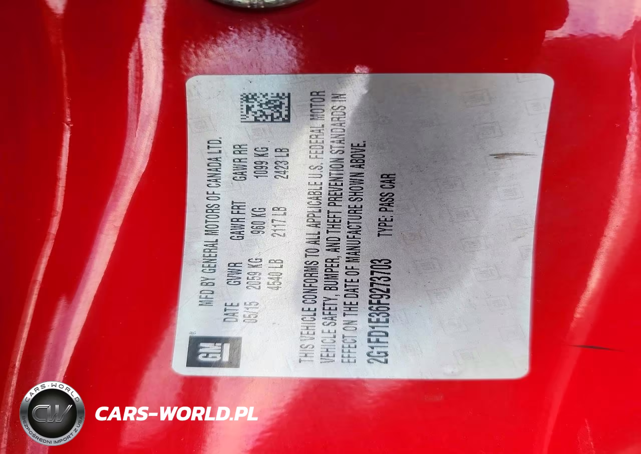 2015 Chevrolet Camaro Lt VIN:2G1FD1E36F9273703 - 12