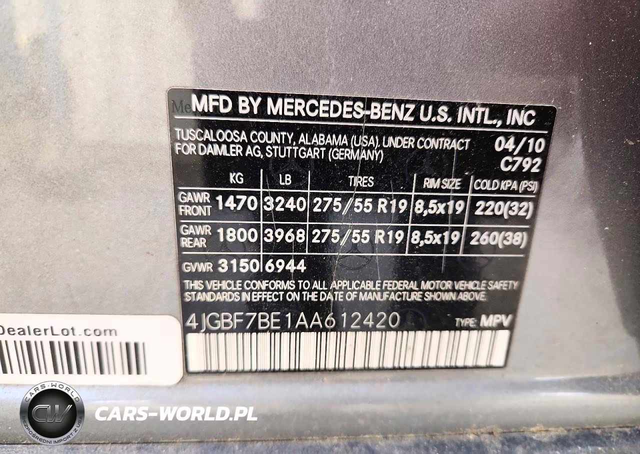 2010 Mercedes-Benz Gl 450 4Matic VIN:4JGBF7BE1AA612420 - 13