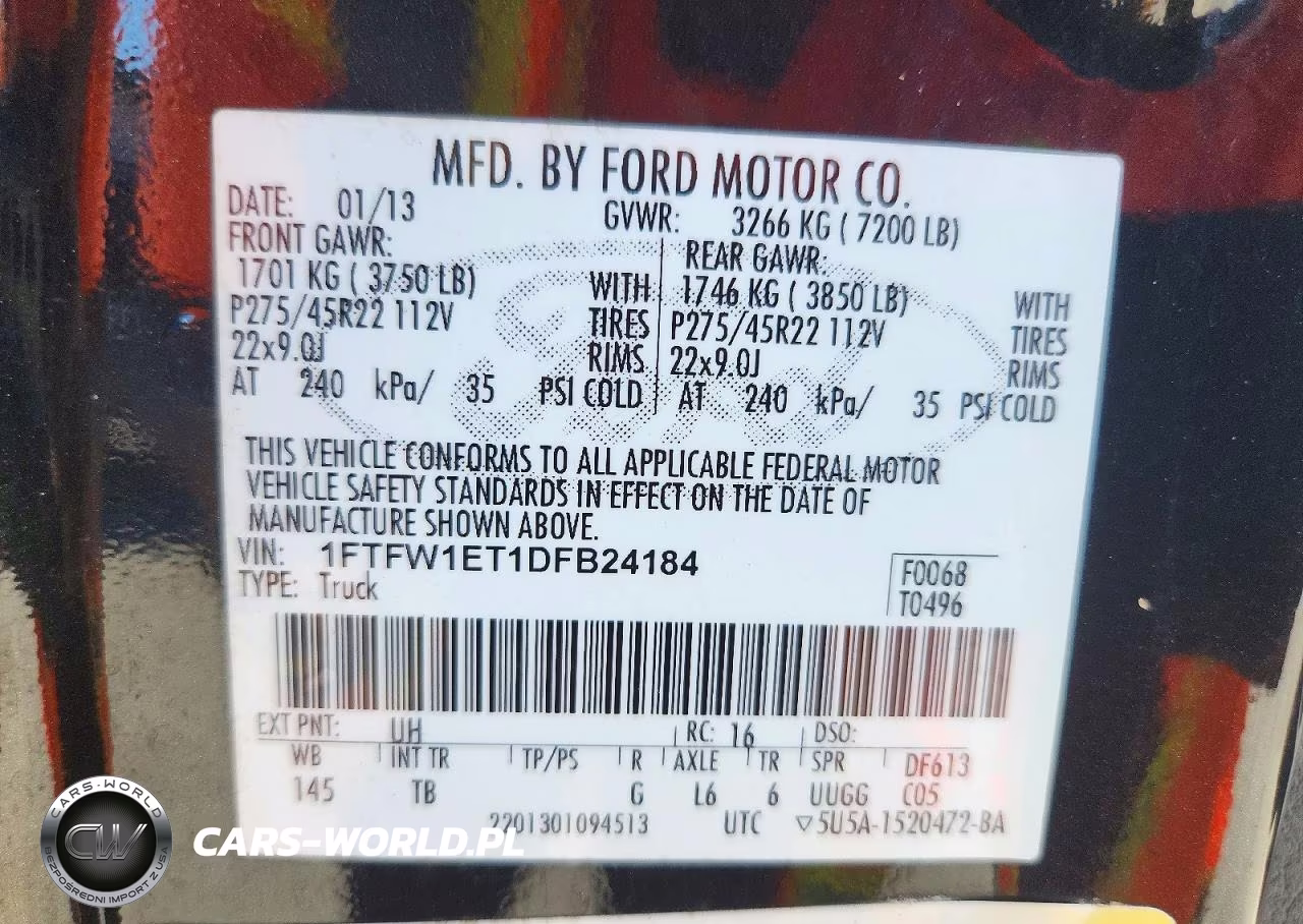 2013 Ford F150 Supercrew VIN:1FTFW1ET1DFB24184 - 12