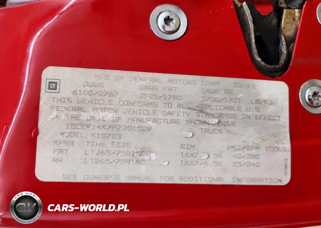 1993 Chevrolet Gmt-400 K1500 VIN:1GCEK14K7PZ201529 - 13