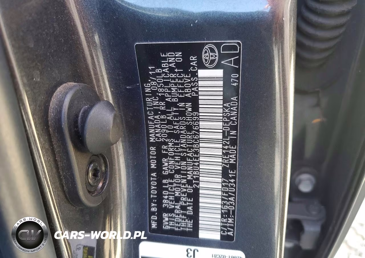 2011 Toyota Corolla S VIN:2T1BU4EE3BC676699 - 12