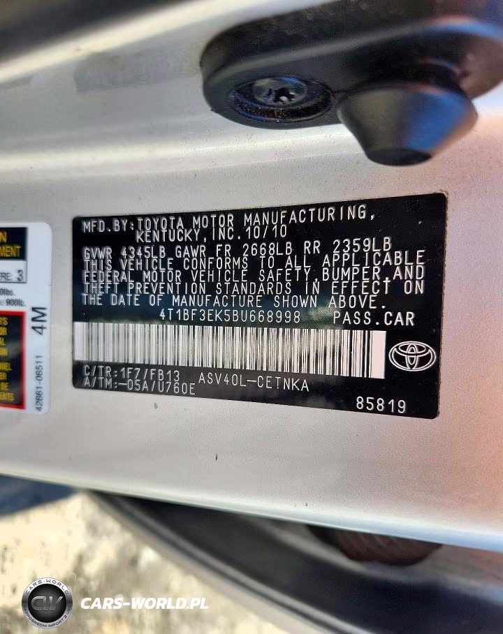 2011 Toyota Camry Le VIN:4T1BF3EK5BU668998 - 12