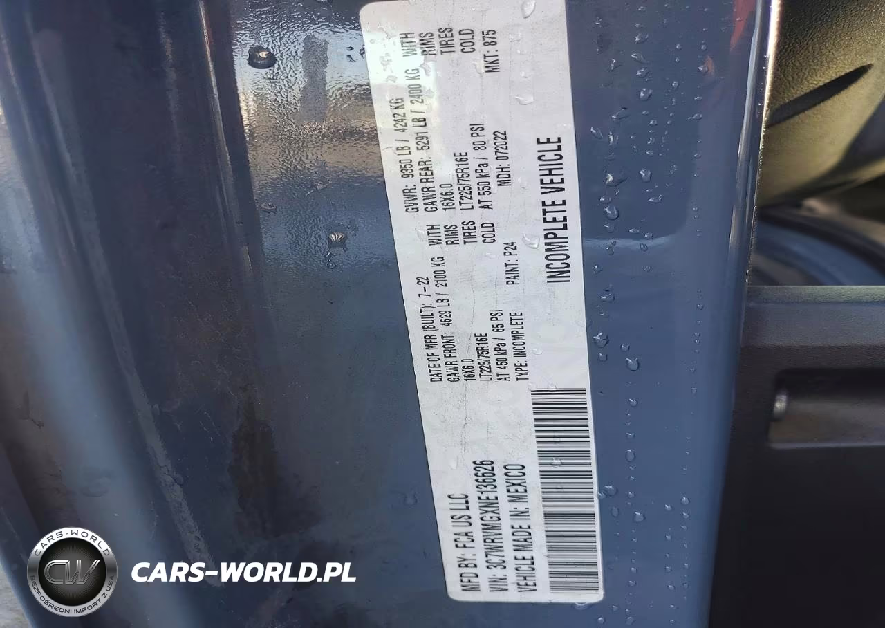 2022 Ram Promaster 3500 Delivery Truck VIN:3C7WRVMGXNE136626 - 13