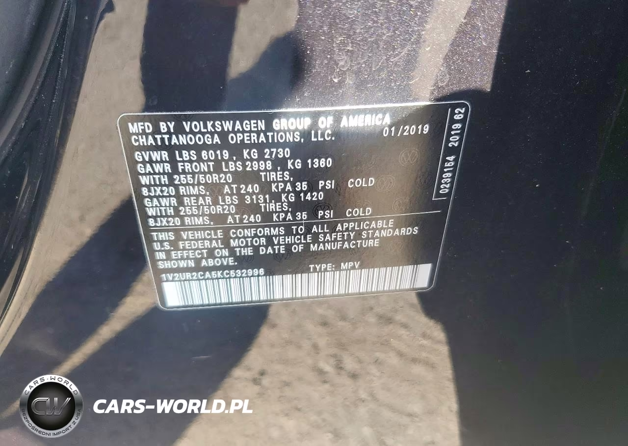 2019 Volkswagen Atlas Se VIN:1V2UR2CA5KC532996 - 14