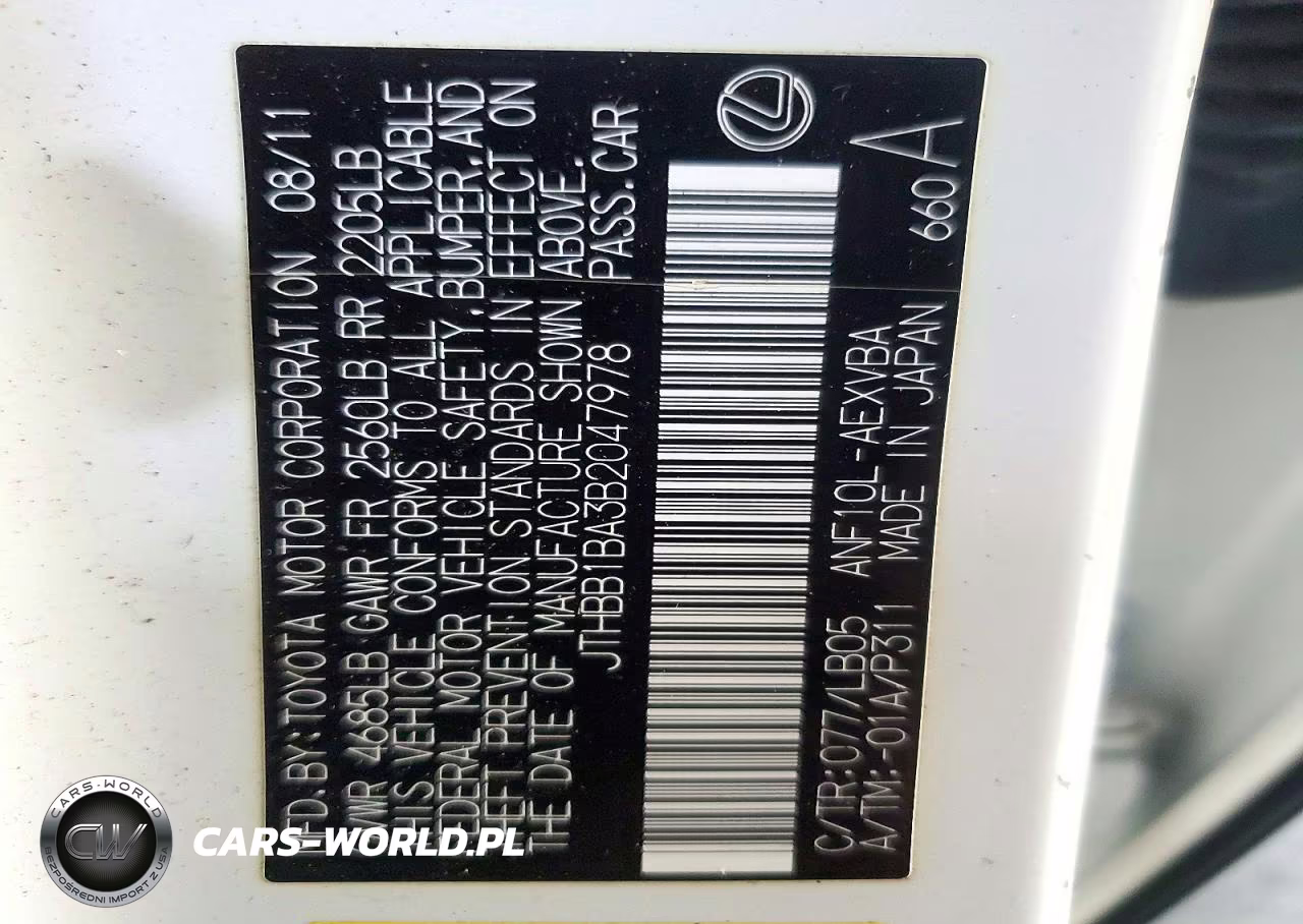 2011 Lexus Hs 250H VIN:JTHBB1BA3B2047978 - 13