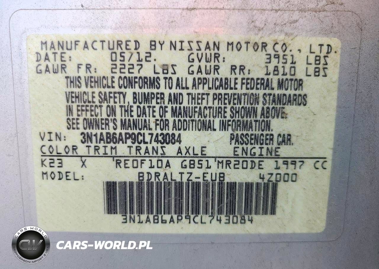 2012 Nissan Sentra 2.0 VIN:3N1AB6AP9CL743084 - 12