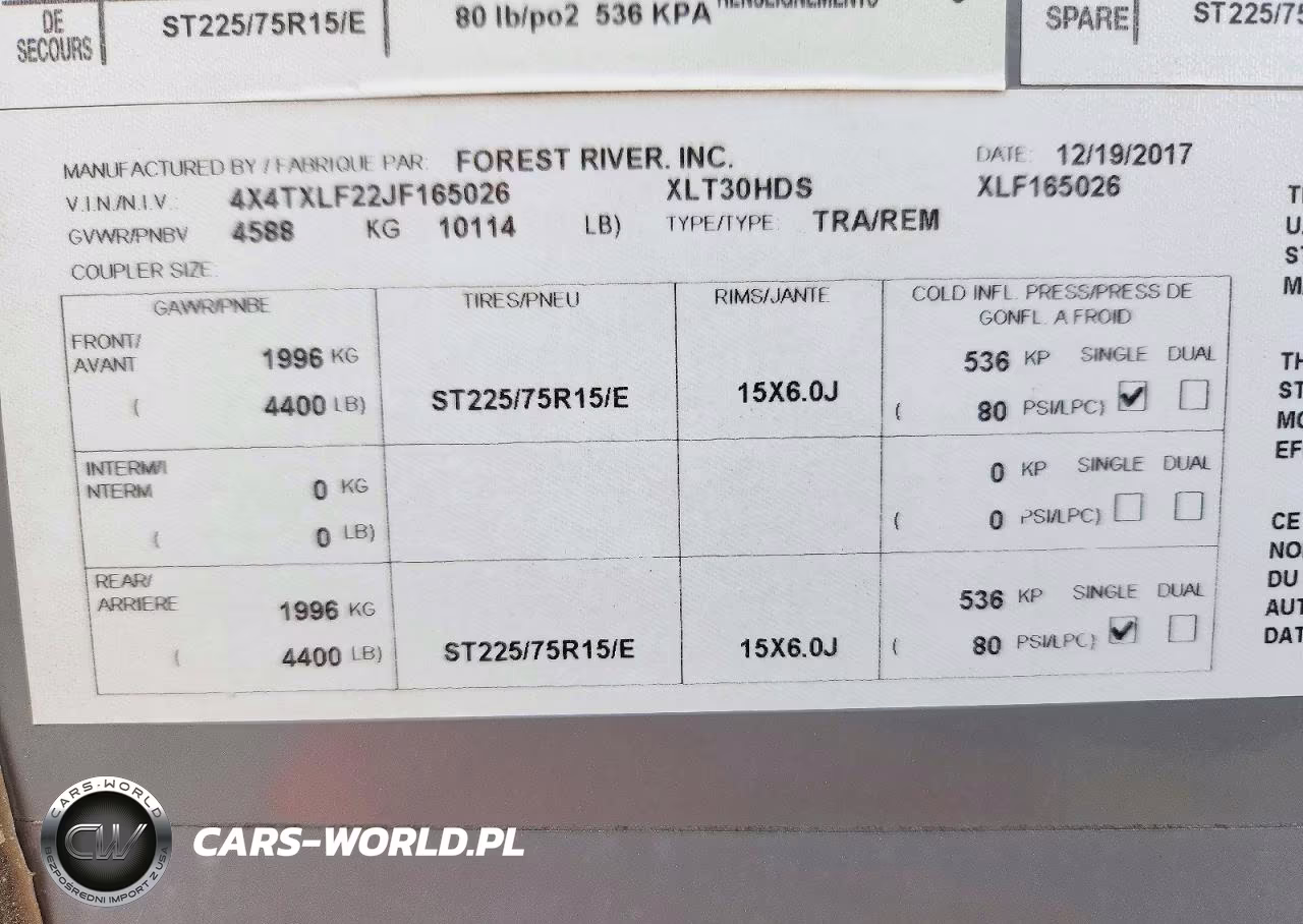 2018 Forest River Xlr Hyper Lite Camper VIN:4X4TXLF22JF165026 - 10