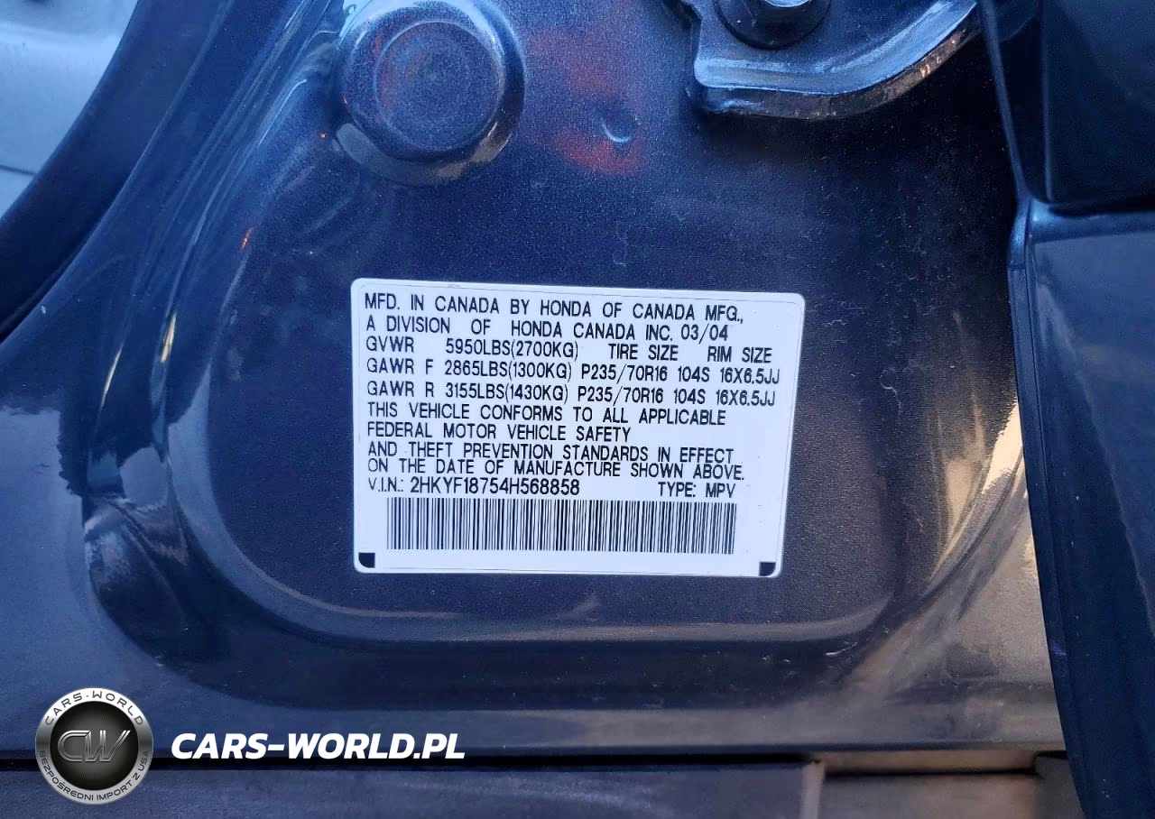 2004 Honda Pilot Exl VIN:2HKYF18754H568858 - 13