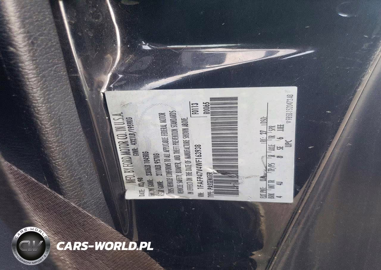 1998 Ford Mustang Cobra VIN:1FAFP47V4WF163938 - 12