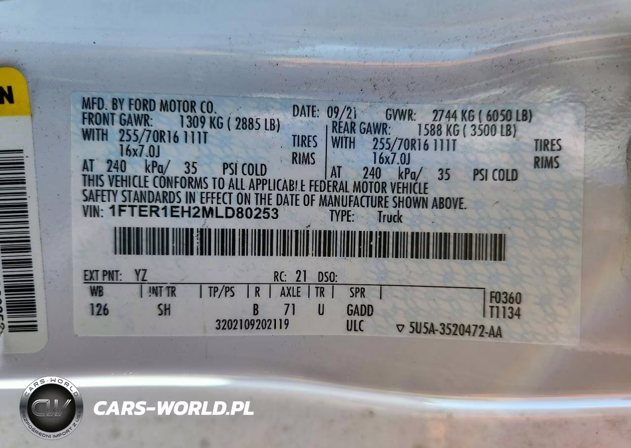 2021 Ford Ranger Xl VIN:1FTER1EH2MLD80253 - 13