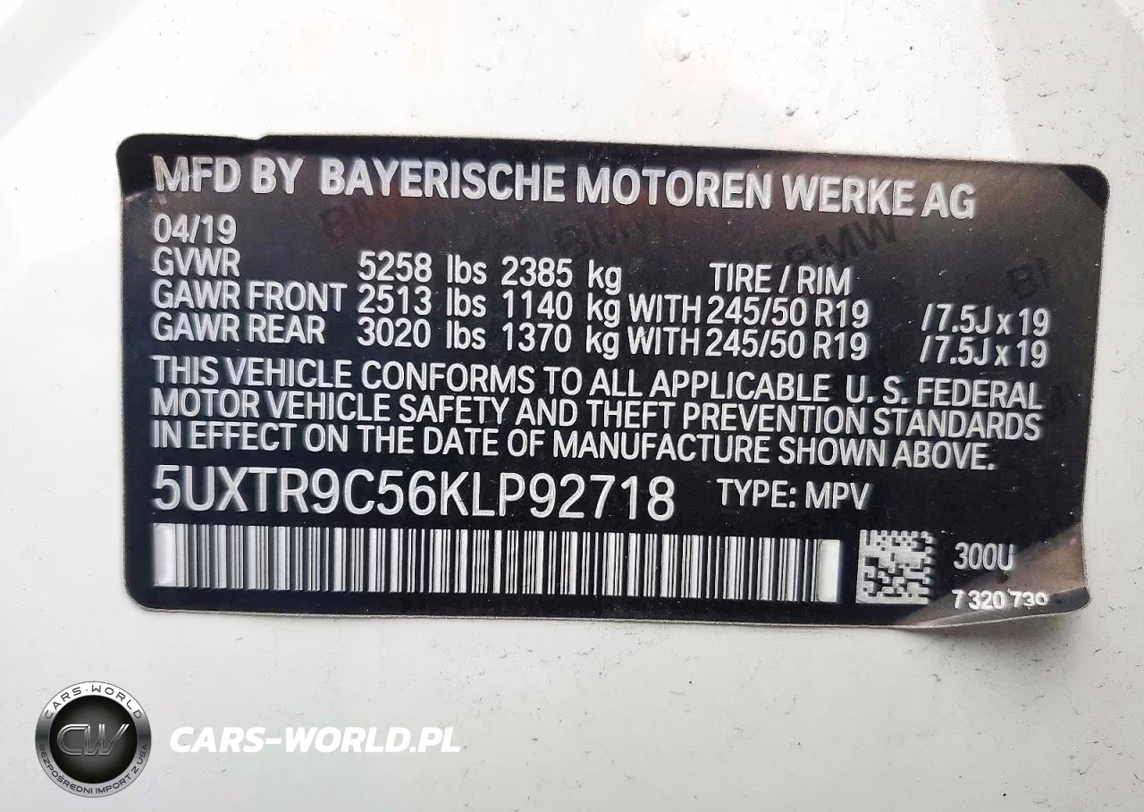 2019 BMW X3 xDrive30I VIN:5UXTR9C56KLP92718 - 13
