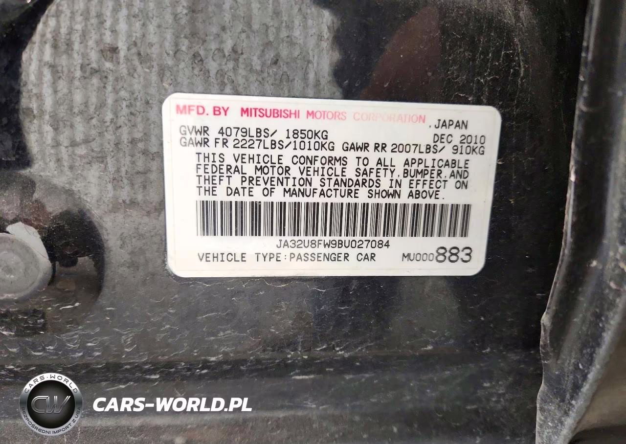 2011 Mitsubishi Lancer Gts VIN:JA32U8FW9BU027084 - 12