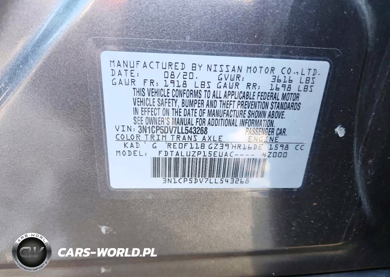 2020 Nissan Kicks Sr VIN:3N1CP5DV7LL543268 - 12